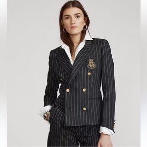 Polo Ralph Lauren Black Pinstripe Blazer with Gold Buttons